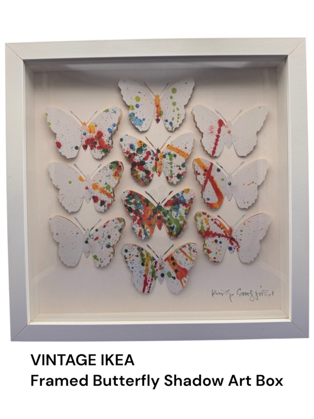 IKEA Framed Wall Art Shadow Box 3D Butterfly Multicolor 30 x 30 cm